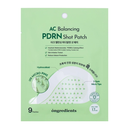 Ongredients - AC Balancing PDRN Shot Patch - Soothing Micro-Needle Pimple Patches - 9 pcs
