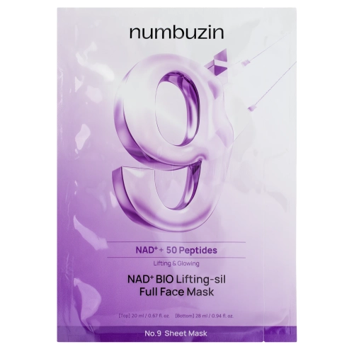 Numbuzin - No.9 NAD Bio Lifting Full Cover Facial Mask - Lifting NAD Coenzyme Facial Mask - 26ml