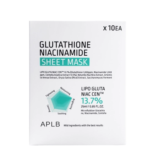APLB - Glutathione Niacinamide Sheet Mask Set - Brightening Face Mask Set - 10x25ml