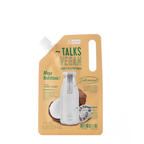 Missha - Talks Vegan Squeeze Pocket Sleeping Mask - Mega Nutritious - Nourishing Night Face Mask - 10g