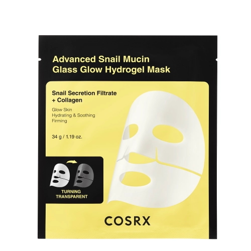 COSRX - Advanced Snail Mucin Glass Glow Hydrogel Mask - Hydrogel Mask Set with Snail Mucin - 34gx3pcs