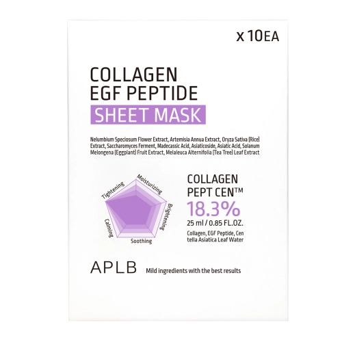 APLB - Collagen EGF Peptide Sheet Mask Set - Hydrating and Firming Face Mask Set - 10x25ml
