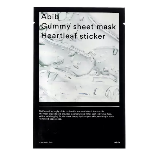 Abib - Gummy Sheet Mask Heartleaf Sticker - Moisturizing Sheet Mask - 27ml