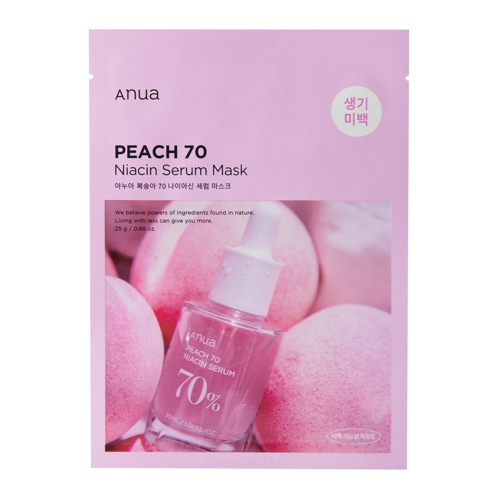 Anua - Peach 70% Niacin Serum Mask - Brightening Sheet Mask with 70% Peach Extract - 1pc/25ml