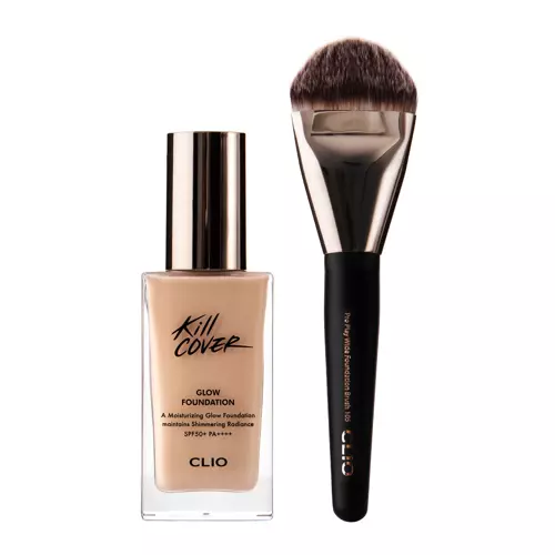 Clio - Kill Cover Glow Foundation Special Set - SPF50+ Illuminating Primer + Brush - Linen - 38g