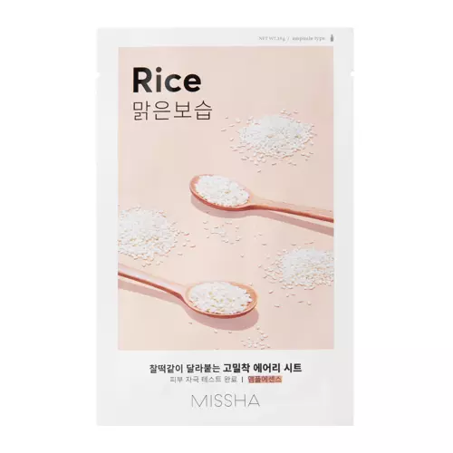 Missha - Airy Fit Sheet Mask - Rice - Brightening and Smoothing Sheet Mask - 19g