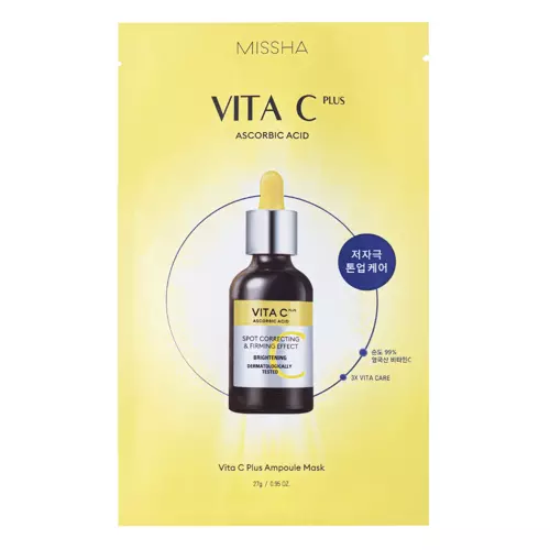 Missha - Vita C Plus Spot Correcting & Firming Ampoule Sheet Mask - Brightening Vitamin C Sheet Mask - 27g