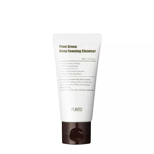 Purito - From Green Deep Foaming Cleanser Mini - Cleansing Foam with Asian Centella Extract - 30ml