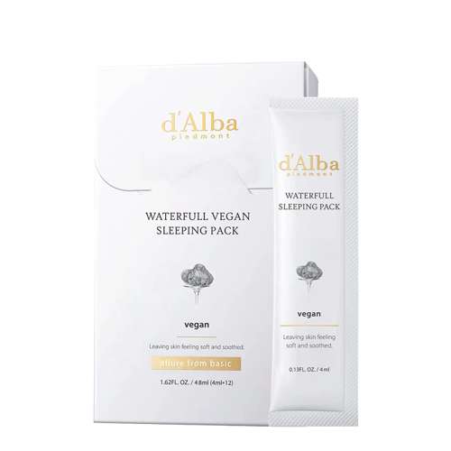 d'Alba - Waterfull Vegan Sleeping Pack - Moisturizing Night Face Mask - 12x4ml