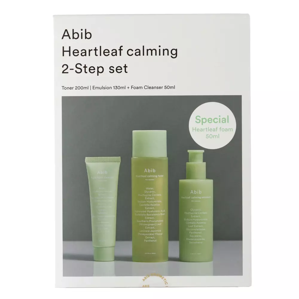 Abib - Heartleaf Calming 2-step Set - Soothing Set with Toner, Emulsion and Foam - 200ml+130ml+50ml 