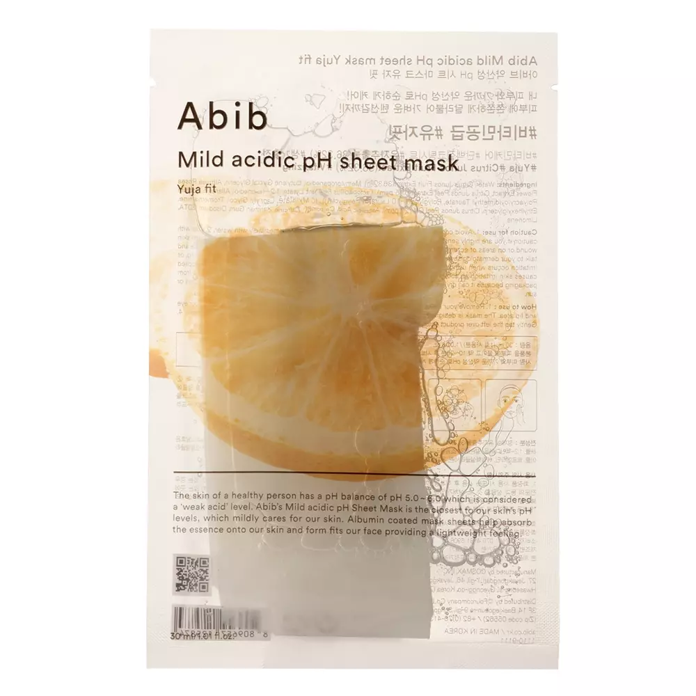 Abib - Mild Acidic pH Sheet Mask Yuja Fit - Revitalizing Sheet Mask - 30ml