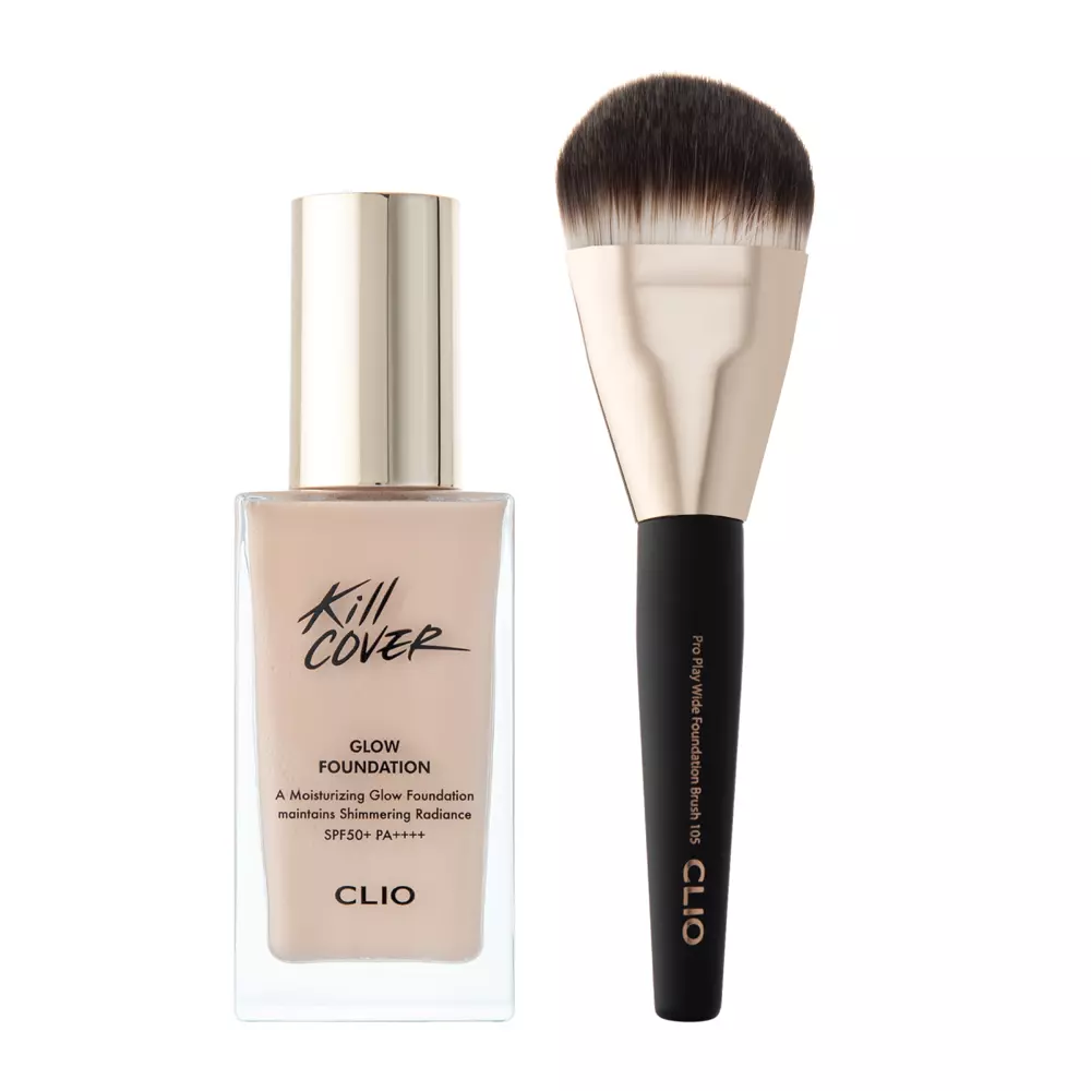 Clio - Kill Cover Glow Foundation Special Set - SPF50+ Illuminating Foundation + Brush - Lingerie - 38g