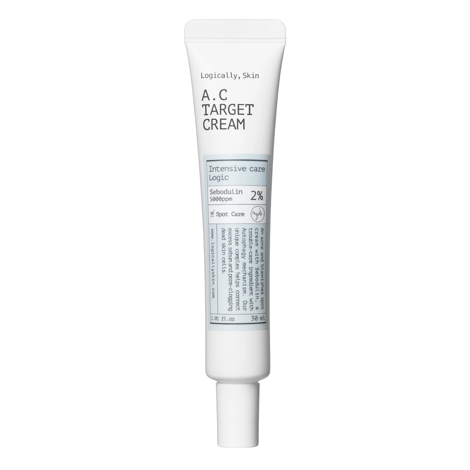 Logically, Skin - A.C Target Cream - Soothing Spot Cream for Imperfections - 30ml