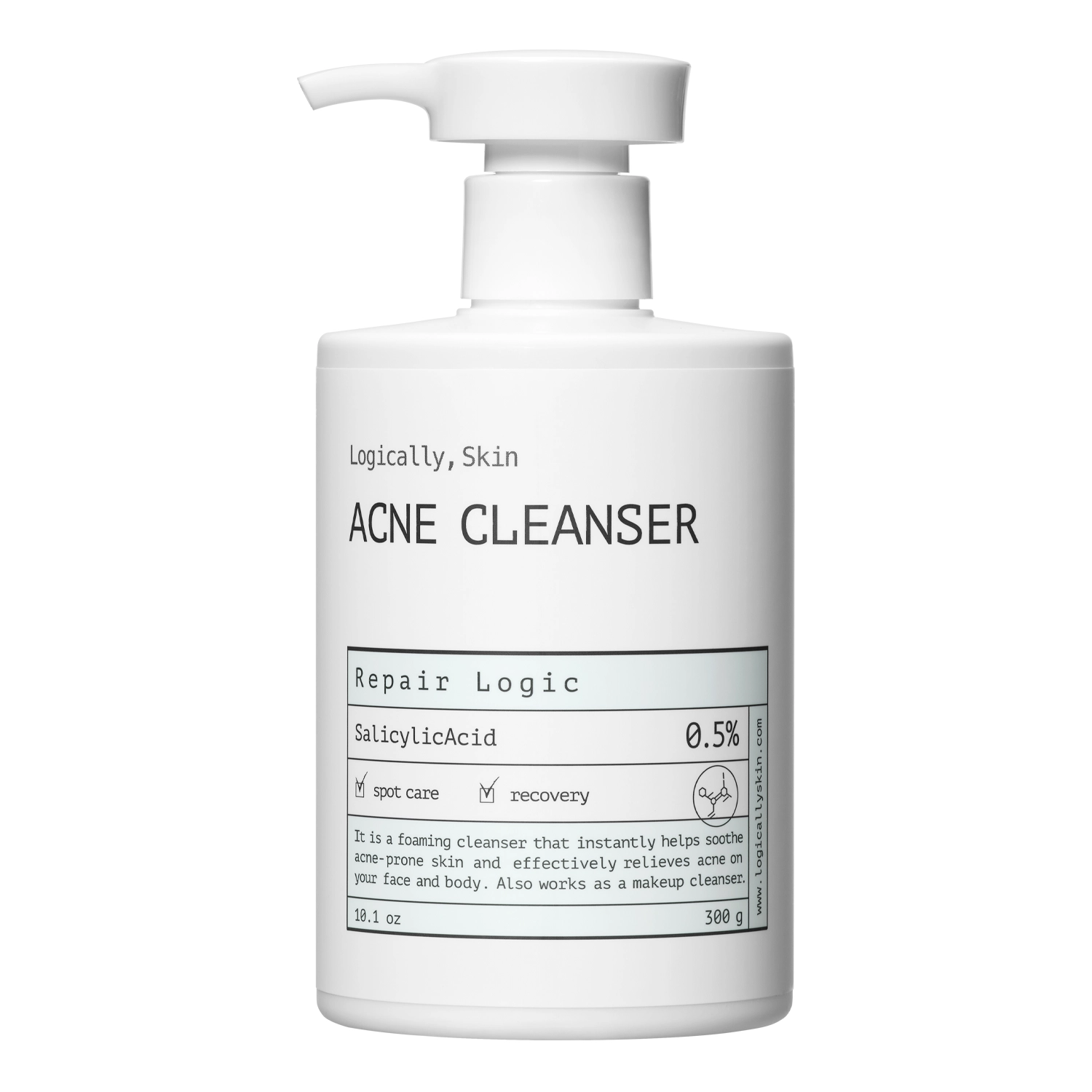 Logically, Skin - Acne Cleanser - Face and Body Cleansing Gel with Salicylic Acid - 300ml