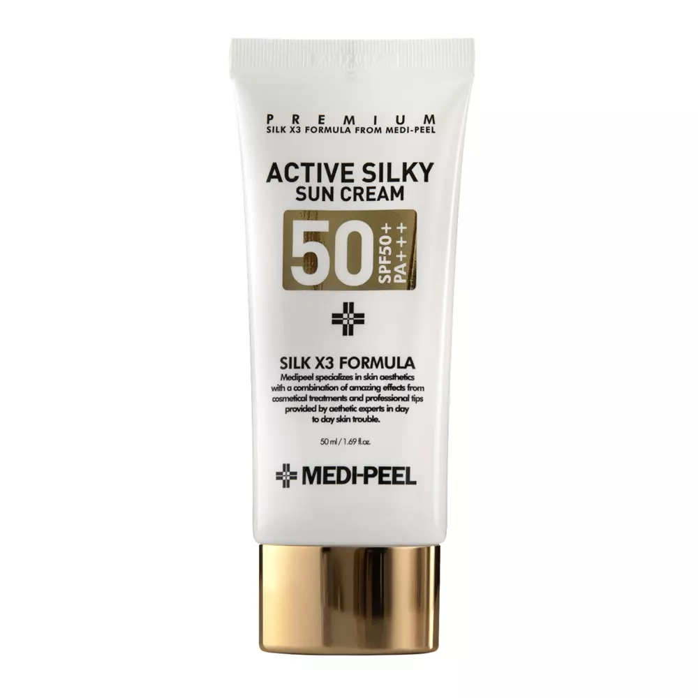 Medi-Peel - Active Silky Sun Cream SPF50+ PA+++ - Anti-Wrinkle Face Cream with Filter and Peptides - 50ml