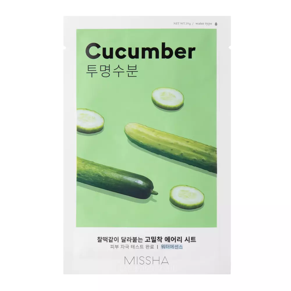 Missha - Airy Fit Sheet Mask - Cucumber - Moisturizing Sheet Mask - 19g