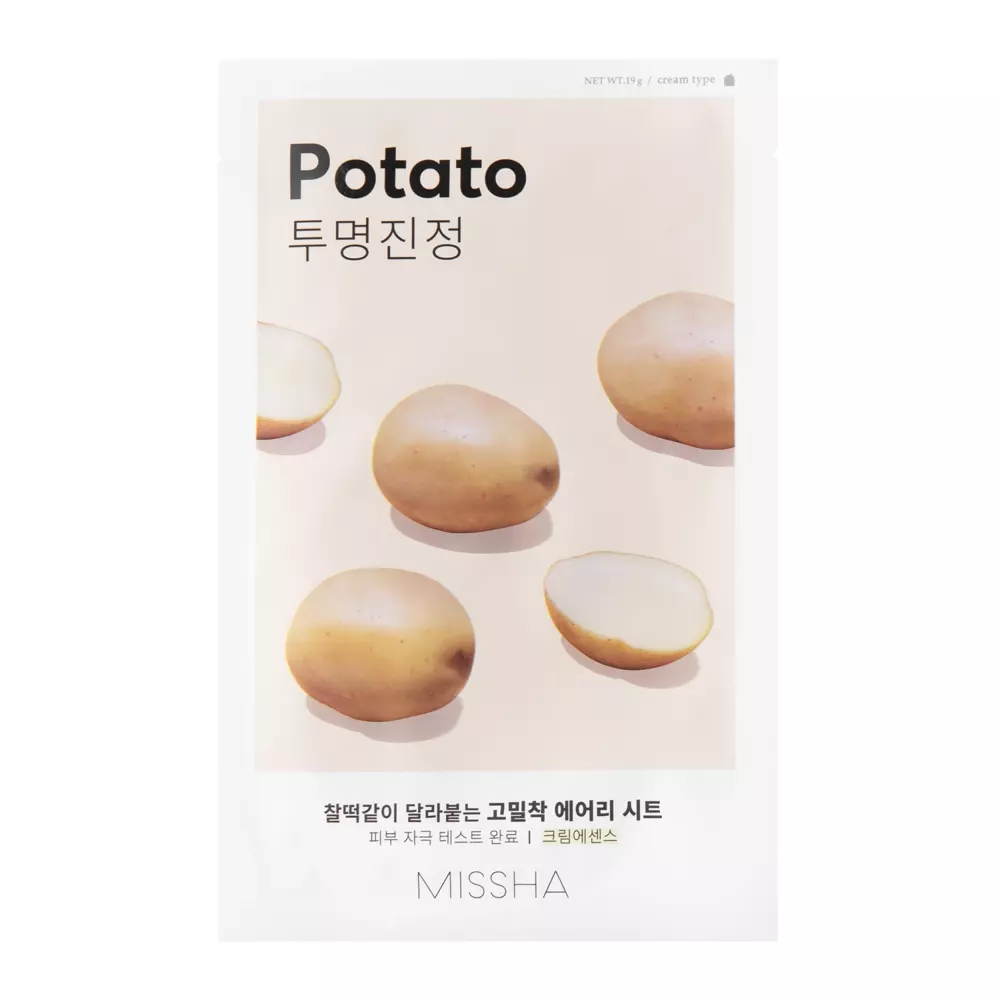 Missha - Airy Fit Sheet Mask - Potato - Soothing and Brightening Sheet Mask - 19g