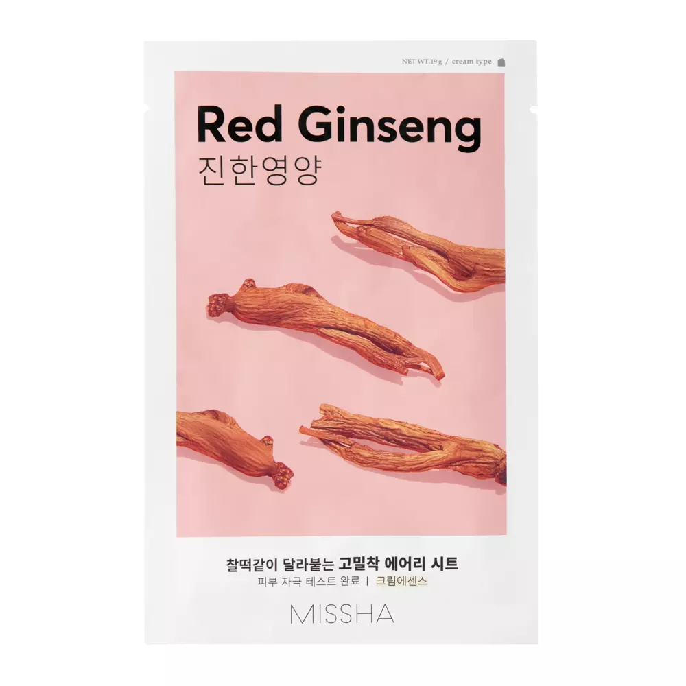 Missha - Airy Fit Sheet Mask - Red Ginseng - Nourishing Sheet Mask - 19g