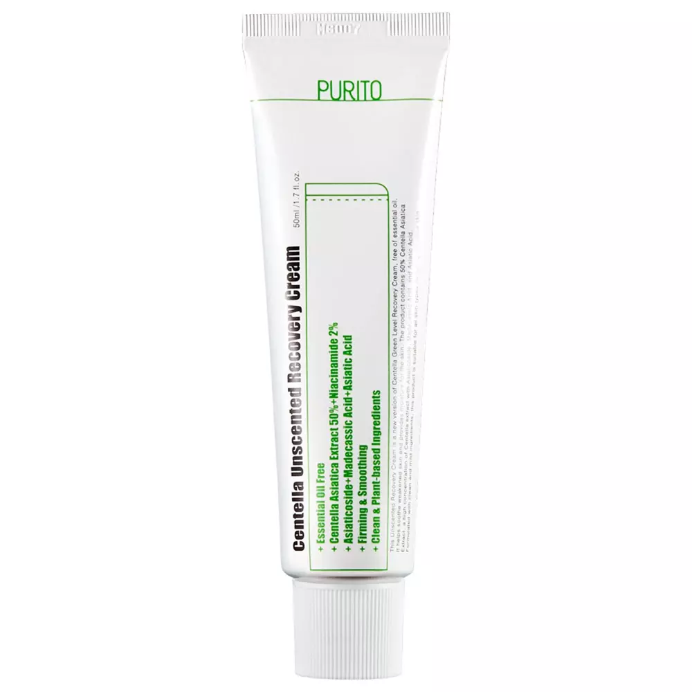 Purito - Centella Unscented Recovery Cream - Unscented Regenerating Cream on the Base of Asian Centella - 50ml