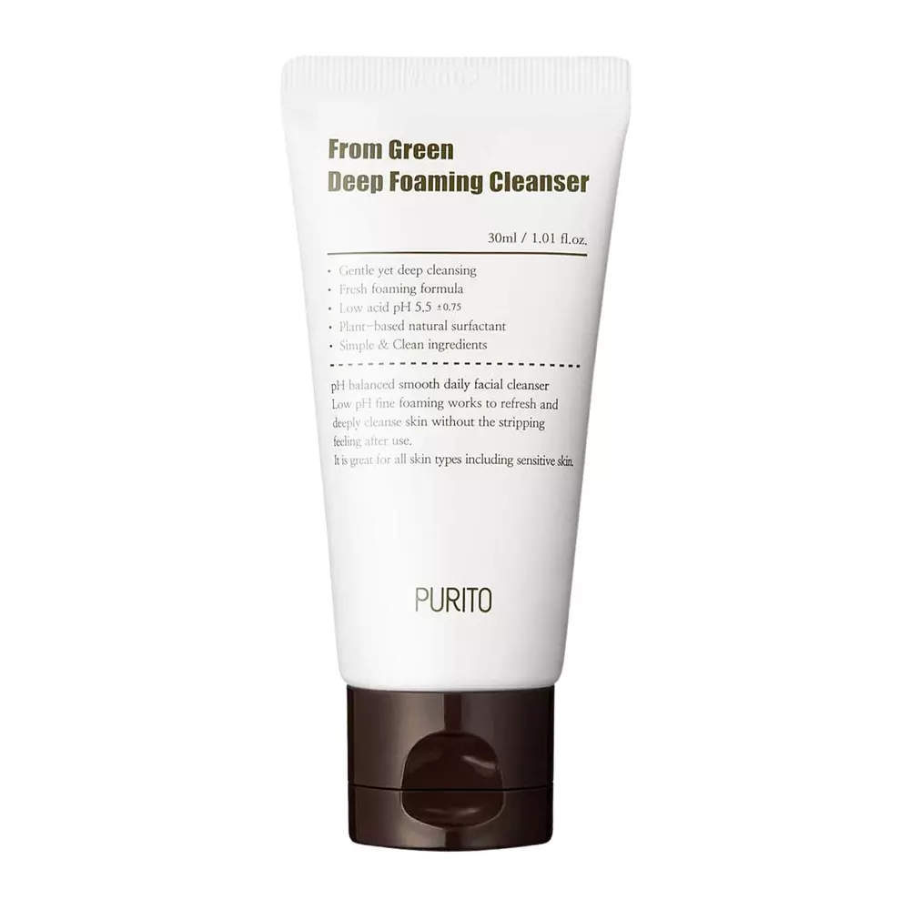 Purito - From Green Deep Foaming Cleanser Mini - Cleansing Foam with Asian Centella Extract - 30ml