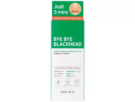 Some By Mi - Bye Bye Blackhead 30 Days Miracle Green Tea Tox Bubble Cleanser - Purifying Face Wash Foam with Green Tea Extract - 120ml