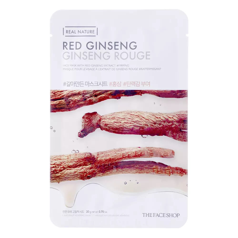 The Face Shop - Natural Mask - Red Ginseng - Sheet Mask with Red Ginseng - 20g