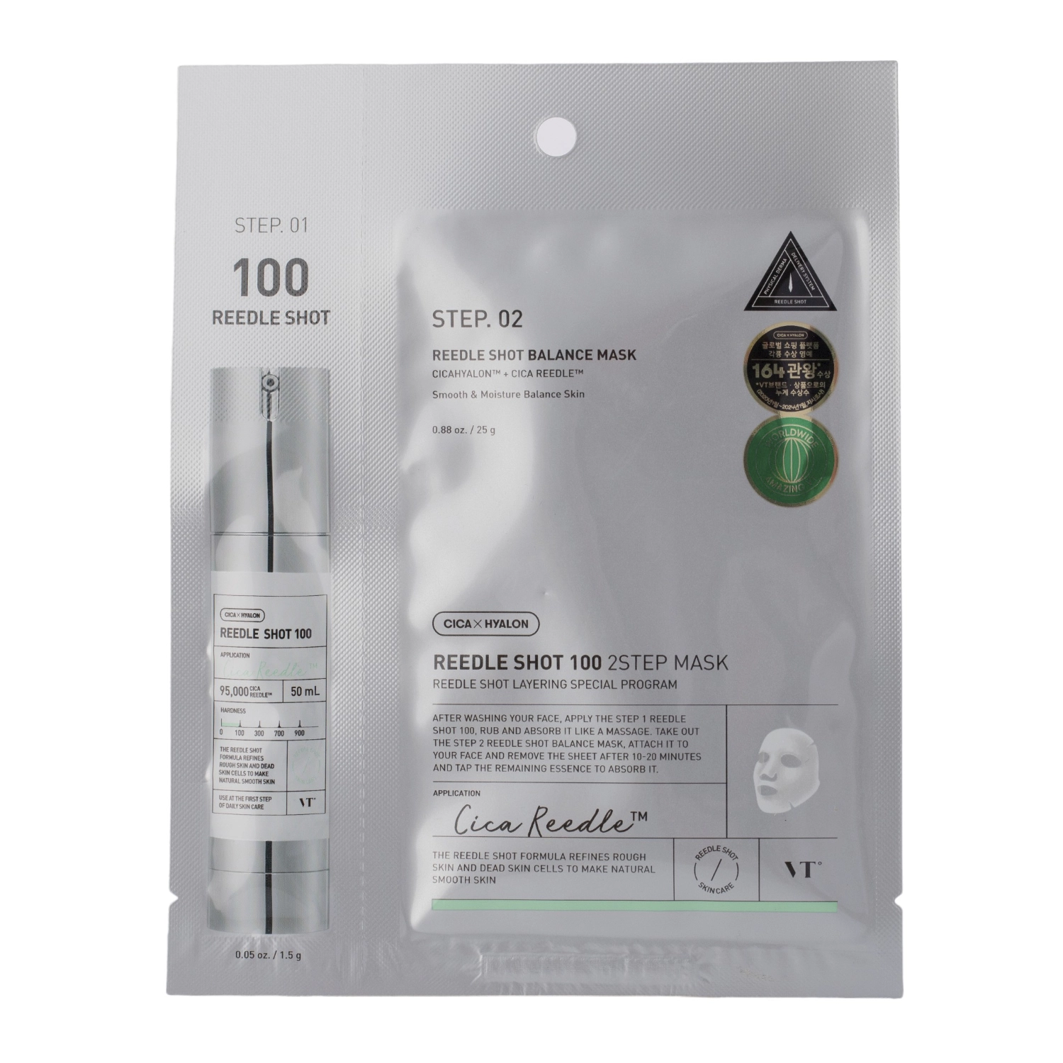 VT Cosmetics - Reedle Shot 100 2Step Mask - Firming Face Mask in a Sheet - 1.5g+25g