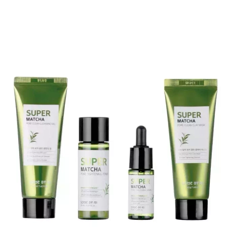 Some By Mi - Super Matcha Pore Care - Starter Kit - Cosmetic Kit for Combating Dilated Pore - 30ml+10ml+42g+42ml