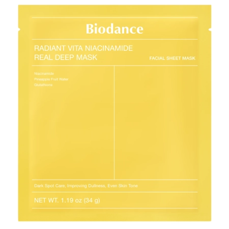 Biodance - Radiant Vita Niacinamide Real Deep Mask - Illuminating Face Mask - 1pc/34g