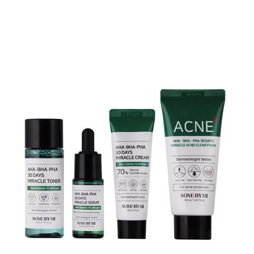 Some By Mi - AHA BHA PHA 30 Days Miracle AC SOS Kit - Acne Skin Cosmetics Kit - 30ml+30ml+10ml+20g
