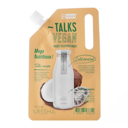Missha - Talks Vegan Squeeze Pocket Sleeping Mask - Mega Nutritious - Nourishing Night Face Mask - 10g