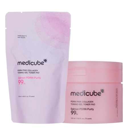 Medicube - PDRN Pink Collagen Tonning Gel Toner Pad - Toning Gel Pads with Collagen - 70pcs 