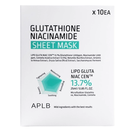 APLB - Glutathione Niacinamide Sheet Mask Set - Brightening Face Mask Set - 10x25ml