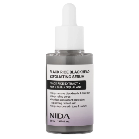 NIDA - Black Rice Blackhead Exfoliating Serum - Exfoliating Face Serum with Black Rice Extract - 50 ml