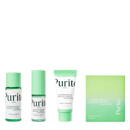 Purito Seoul - Wonder Releaf Centella Mini Kit Unscented - Set of Unscented Soothing Products - 30ml+15ml+15ml
