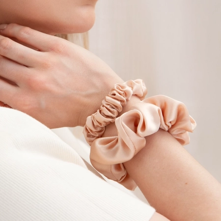 Cosibella Accessories - Silk Hair Scrunchie Set - Peachy Pink