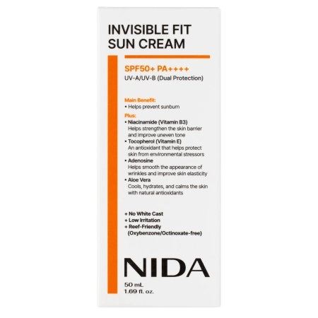 NIDA - Invisible Fit Sun Cream - Face Cream with SPF - 50 ml