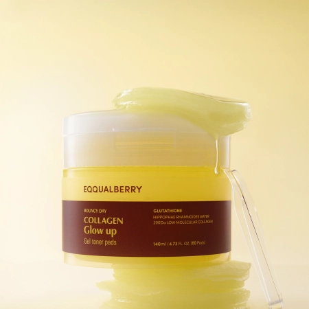 EQQUALBERRY - Collagen Glow Up Gel Toner Pad - Brightening Face Pads - 60pcs/140ml
