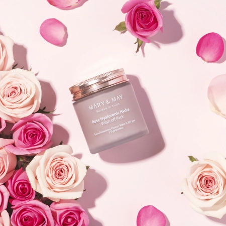 Mary&May - Rose Hyaluronic Hydra Wash off Pack - Moisturizing Mask with Clay - 125g