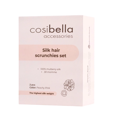 Cosibella Accessories - Silk Hair Scrunchie Set - Peachy Pink