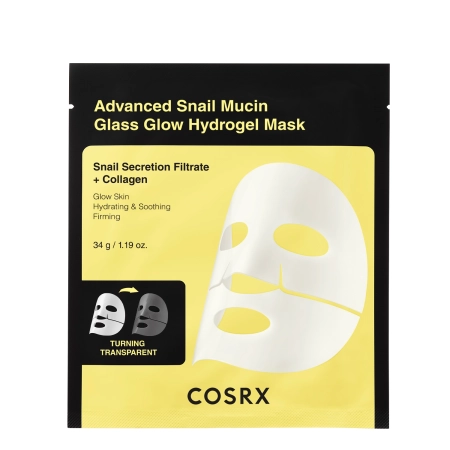 COSRX - Advanced Snail Mucin Glass Glow Hydrogel Mask - Hydrogel Mask Set with Snail Mucin - 34gx3pcs
