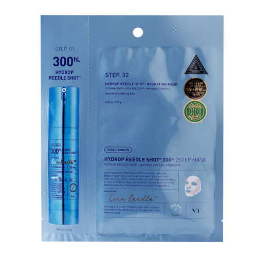 VT Cosmetics - Hydrop Reedle Shot 300hL 2-Step Mask - Hydrating Hydrogel Face Mask - 1,5g+27g