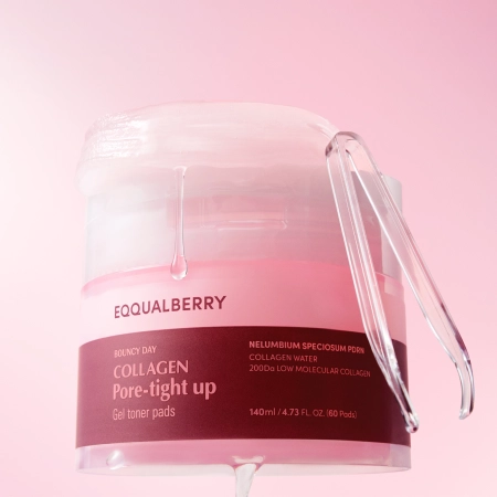 EQQUALBERRY - Collagen Pore Tight Up Gel Toner Pad - Facial Pads to Tighten Up the Pores - 60pcs/140ml