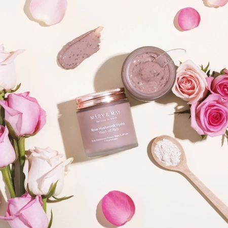 Mary&May - Rose Hyaluronic Hydra Wash off Pack - Moisturizing Mask with Clay - 125g