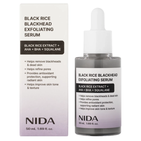 NIDA - Black Rice Blackhead Exfoliating Serum - Exfoliating Face Serum with Black Rice Extract - 50 ml