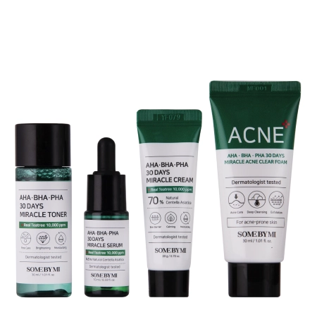 Some By Mi - AHA BHA PHA 30 Days Miracle AC SOS Kit - Acne Skin Cosmetics Kit - 30ml+30ml+10ml+20g