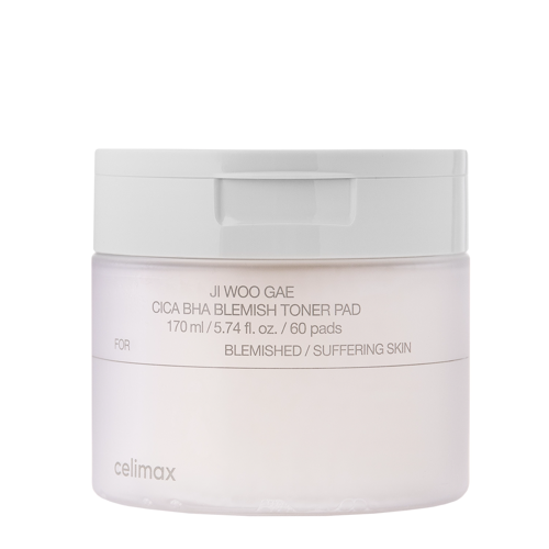 Celimax - Ji.Woo.Gae Cica BHA Blemish Toner Pad - Facial Exfoliating Pads - 60pcs