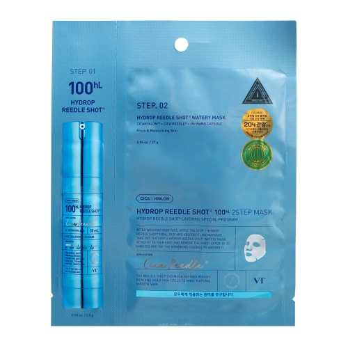 VT Cosmetics - Hydrop Reedle Shot 100hL 2-Step Mask - Hydrating Hydrogel Face Mask - 1,5g+27g