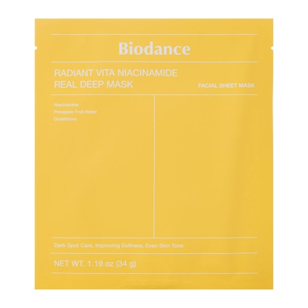 Biodance - Radiant Vita Niacinamide Real Deep Mask - Illuminating Face Mask - 1pc/34g