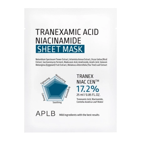 APLB - Tranexamic Acid Niacinamide Sheet Mask - Brightening and Moisturizing Sheet mask for Face - 1pc/25ml